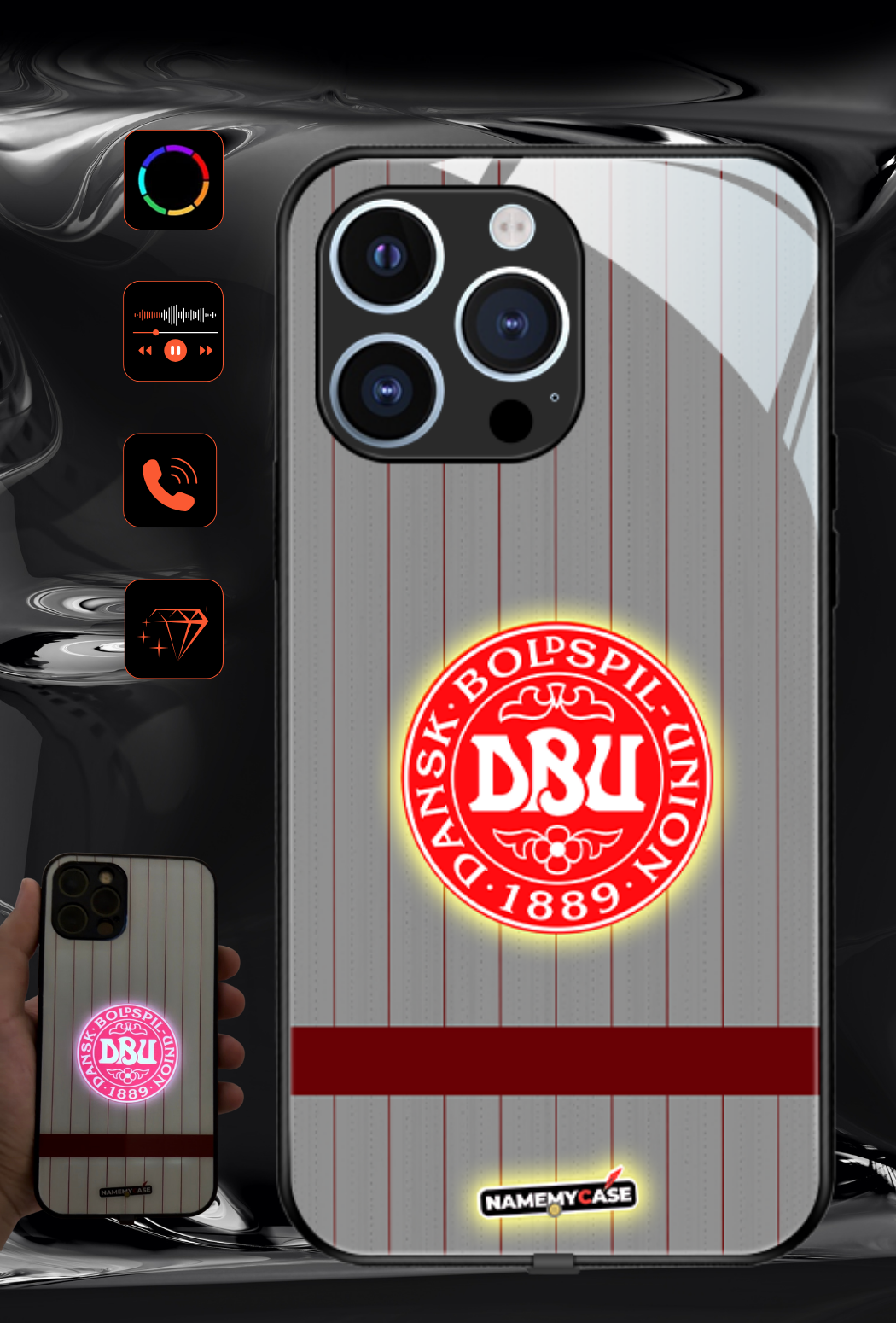 LED Light-Up iPhone Case - Danemark World Cup Jerseys