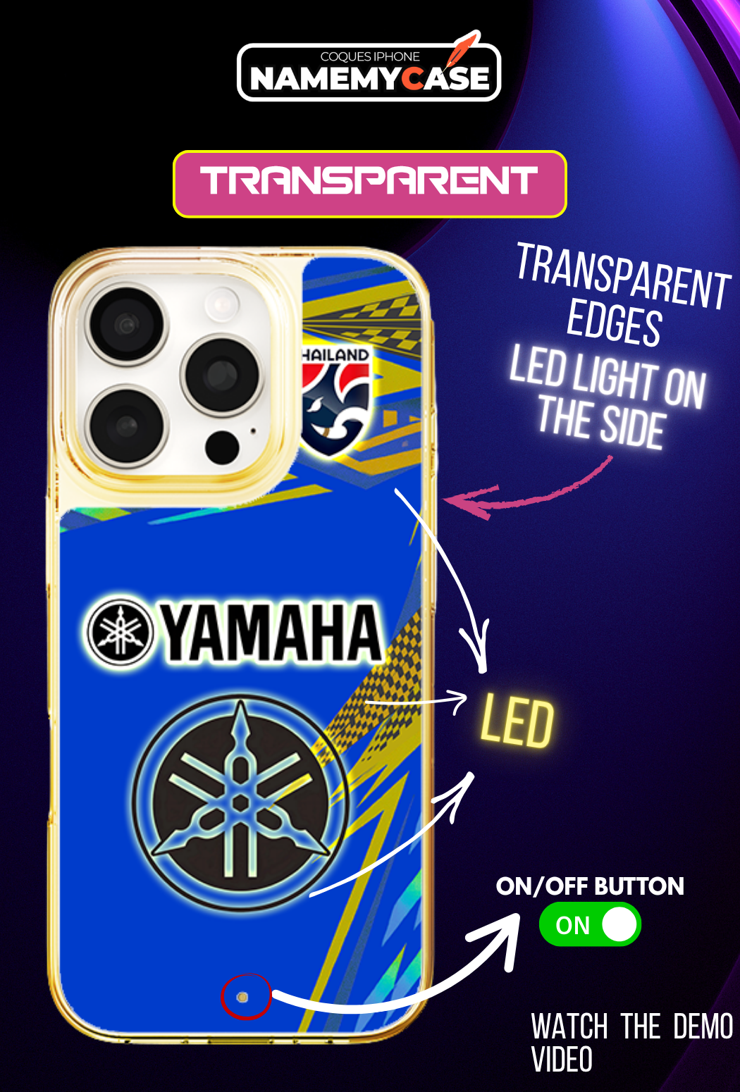 Funda LED Luminosa para iPhone - Yamaha Bleue