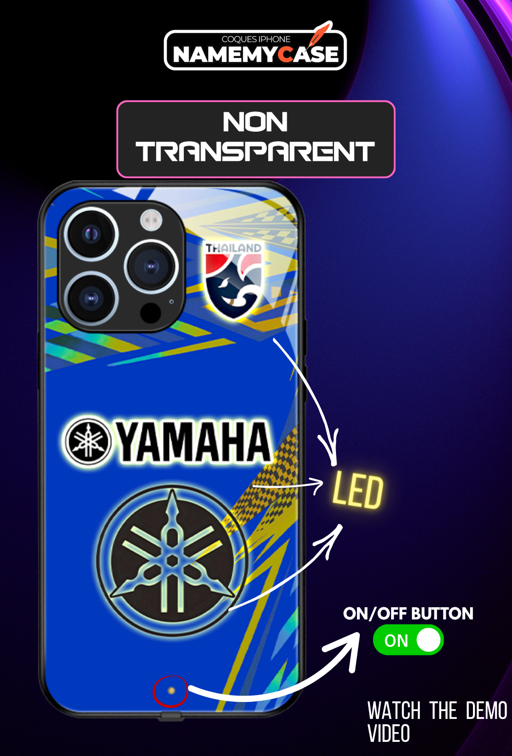 Funda LED Luminosa para iPhone - Yamaha Bleue