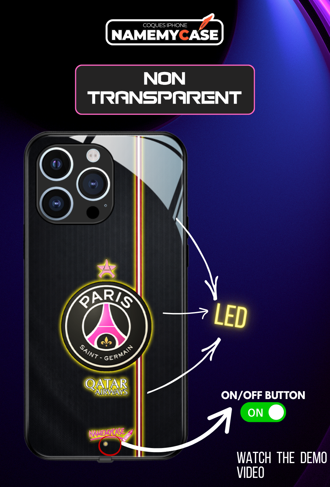 LED-oplyst iPhone-cover - PSG Pink
