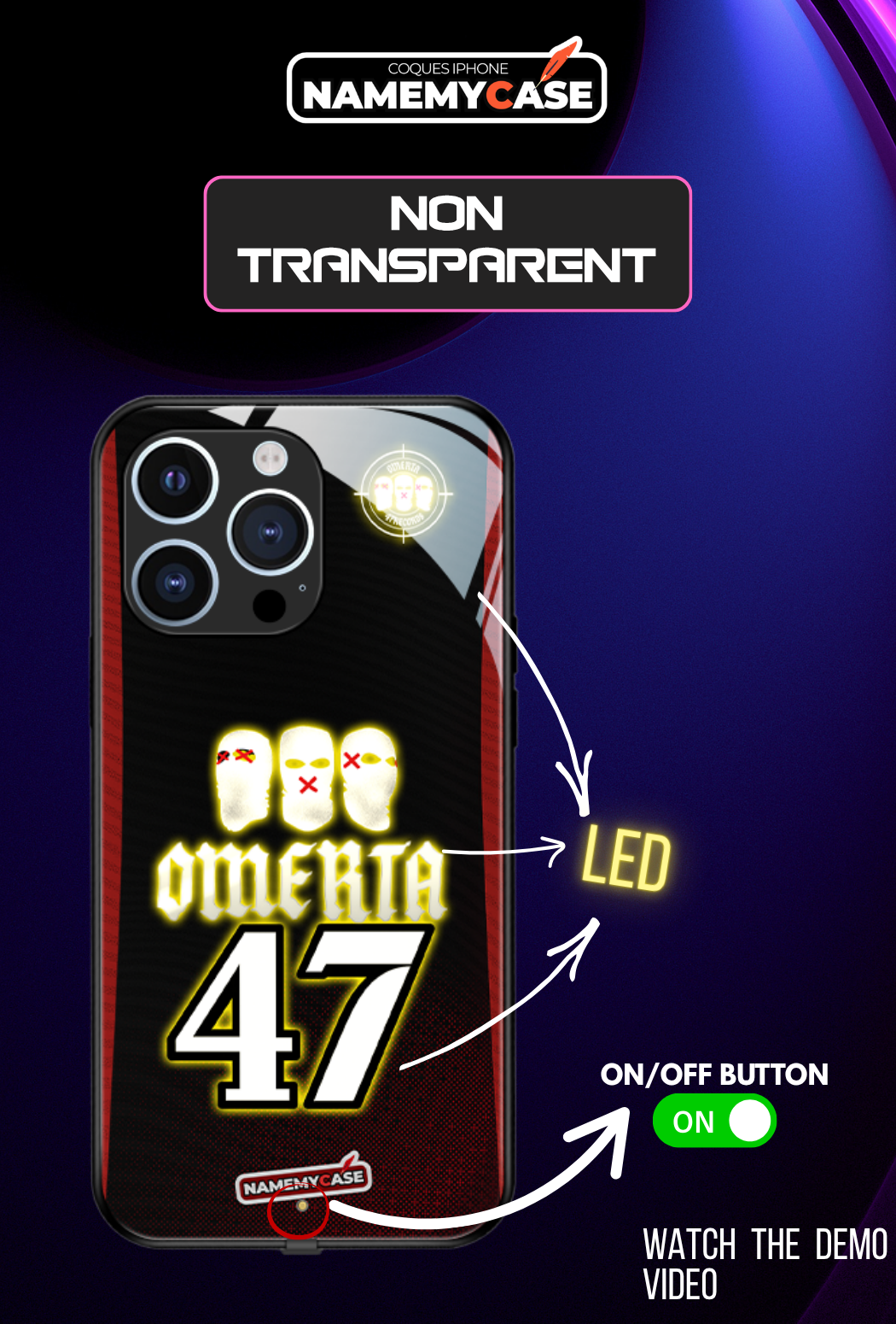 LED Light-Up iPhone Case- Omerta Black