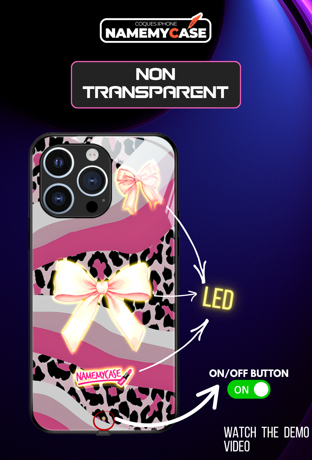 LED-oplyst iPhone-cover - Butterfly-sløjfe cover