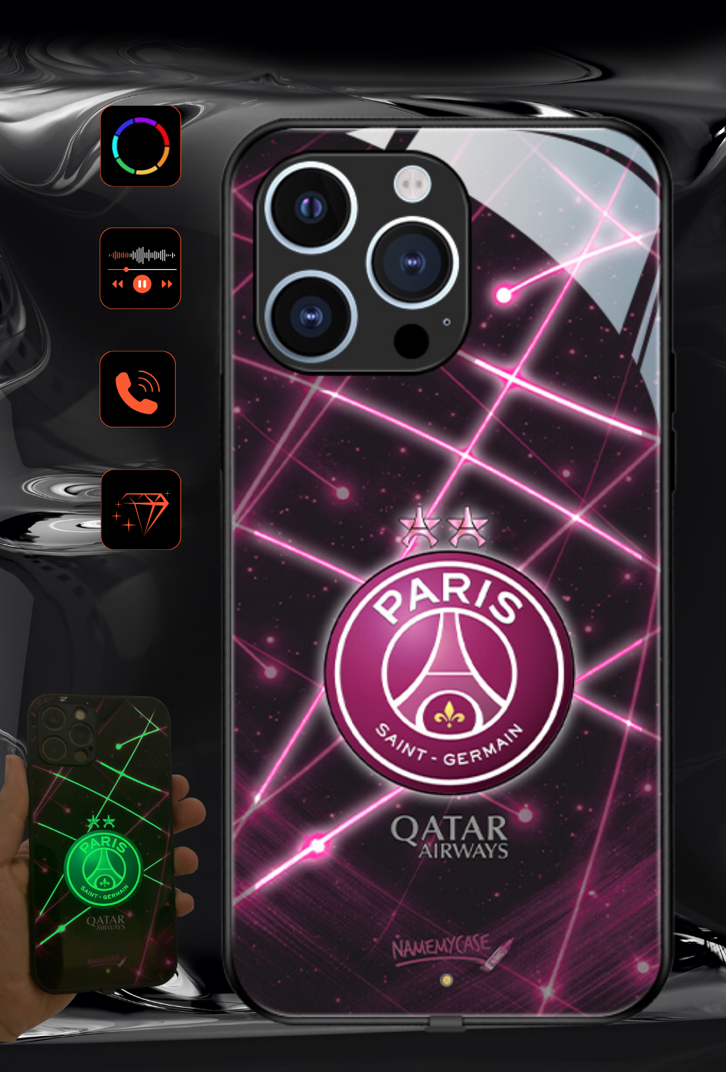 LED Light-Up iPhone Case - PSG Pulsion jersey