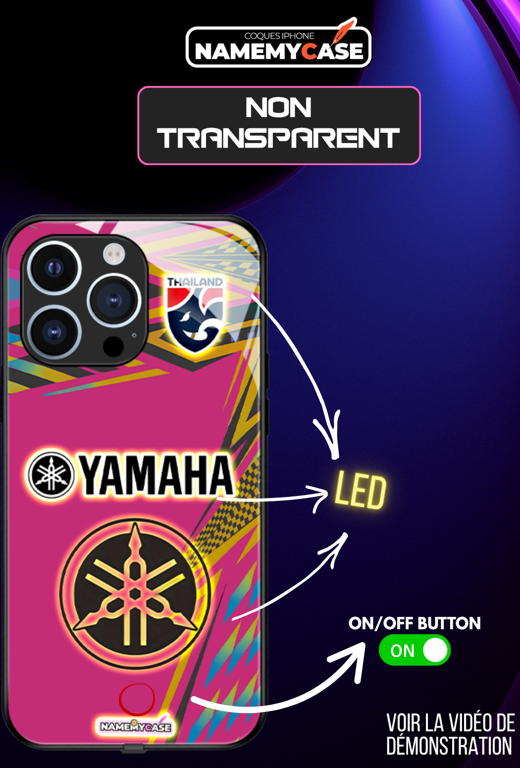 LED Leuchtendes iPhone Case - Yamaha Pink