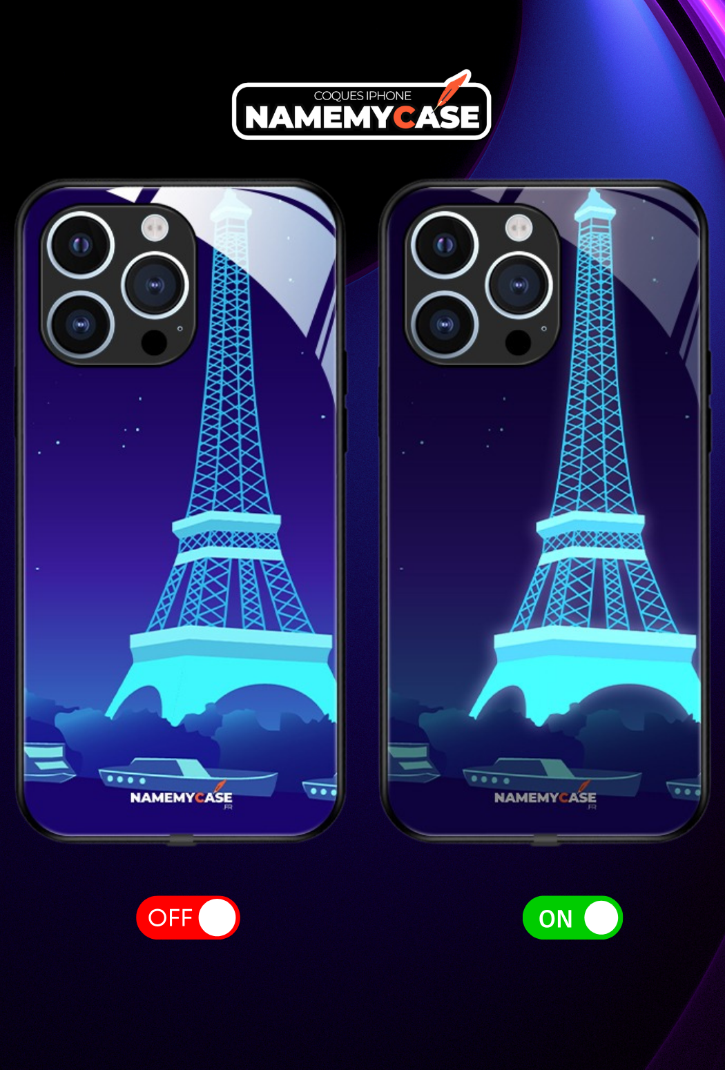 LED Light-Up iPhone Case - Eiffel Tower